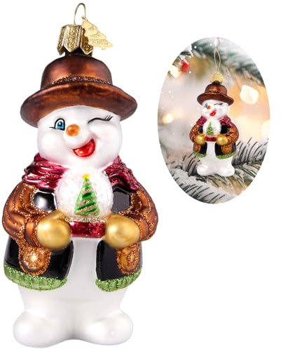 Hzyc Snowman Christmas Tree Ornaments,Blown Glass Ornaments for Tree,Snowman Collection Figurine Hanging Ornament,Christmas Decorations for Holiday Party Home Gifts