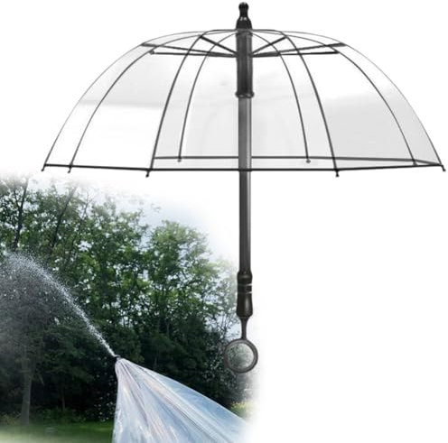 Wasserpistolen-Regenschirm, transparenter Regenschutz mit Spritzpistole, 10 m Reichweite, klarer Regenschirm, Wasserspritzpistole zum Herausziehen für Wasserschlachten und Poolpartys