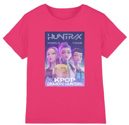 K-Pop Demon Hunters - Huntrix Huntr/X World Tour Billboard Kids T Shirt, Fuchsia, 3-4