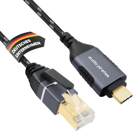 audio pirates USB 3.0 auf RJ45 Ethernet Adapter Kabel, (Gigabit, CAT6A, 1000 Mbps) – USB-Netzwerkadapter mit vergoldeten Kontakten & Aluminiumgehäuse – USB Ethernetadapter (1er Pack,3,0 Meter, Grau)