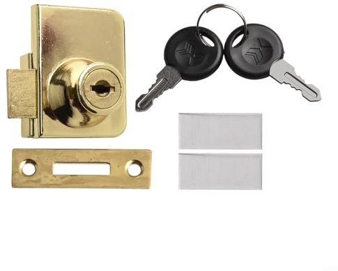 Loquet de serrure avec bouton intégré et clés pour portes vitrées - Convient pour cave à vin et vitrine - Alliage de zinc (3#)