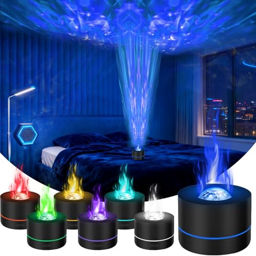Projektor Aroma Diffuser 200ml, mit 7 Farben LED & Wasserlose Abschaltung | Ultrasonic Luftbefeuchter für ätherische Öle, Leise & Tragbar, Raumduft Diffuser für Schlafzimmer, Wohnzimmer & Büro