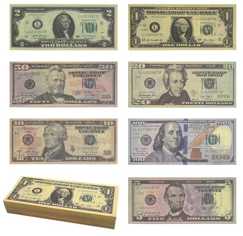 210 Blätter Fake Money, Spielgeld Dollar Scheine, Fake Geld Prop Money für Film, Party, Foto-Shooting, Bühnenrequisiten & Deko (7 Stückelungen, 15.5×6.5 cm)