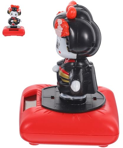 Figurine Bonhomme Poupée Kimono Solaire à Tête Tremblante pour Voiture | Plastique Noir, Ornement Intérieur de Voiture, Décoration de Tableau de Bord, Style Créatif
