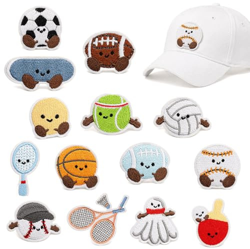 14 Pcs Sports Ball Iron on Patches for Clothes, Embroidery Patches for Clothing Repair and DIY Decoration, Sew On Clothes Patches Applique for Jackets Backpacks Hats
