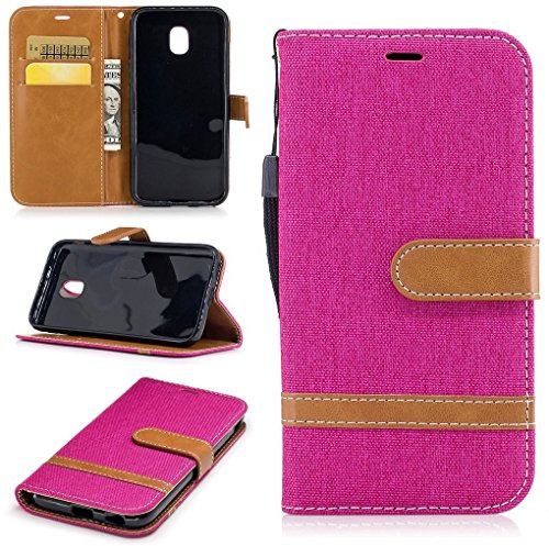 König Design Handyhülle Kompatibel mit Samsung Galaxy J5 (2017) Schutz-Tasche Case Cover Kartenfach Etui Wallet Pink