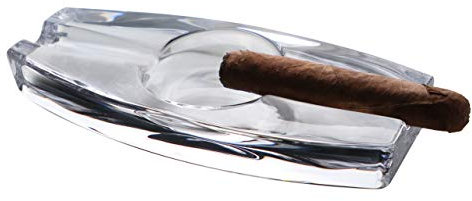 PASABAHCE Cendrier en Verre de Cristal Lourd pour Patio, Fait à la Main, extérieur, intérieur, Maison, Bureau, hôtel, Piscine, Restaurant, Long with 2 Holders