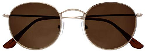 OPULIZE Sol Anni '60 classici Retrò Giro Opaco Oro Punte Marrone Scuro Uomo Donna Lettori Sole Occhiali Da Lettura UV400 S94-9 +1,00