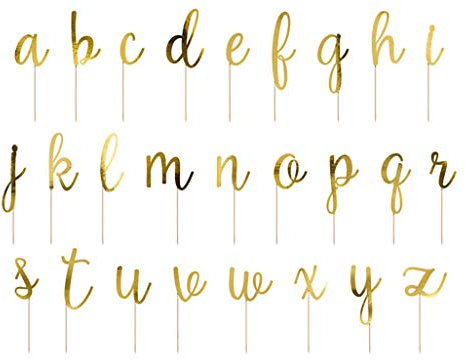 Tortendeko gold einzelne Buchstaben 53-tlg. / Cake Topper Geburtstag Hochzeit