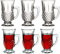 Set of 6 Designer Durable Glass Crystal Clear Cut Tea Coffee Cup Mugs Glasses Footed Glass Cups