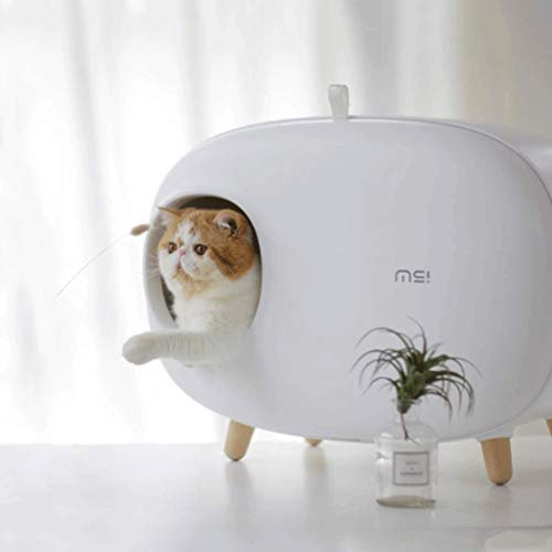 HYX Selbstreinigende Katzentoilette Wiederverwendbare Deodorant Spritzwassergeschütztes Katzentoilette Katzenklo Geschlossen Groß, Katzentoilette, Katzenhaus, Katzentoilette (Color : White)