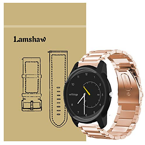 LvBu Armband Kompatibel mit Withings Move, Classic Edelstahl Uhrenarmband für Withings Move Smartwatch (Roségold)