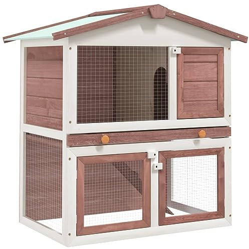 vidaXL Holz Kaninchenstall 3 Türen Braun Hasenstall Kaninchenkäfig Hasenkäfig