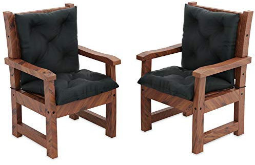 MOLTICO 2er Set Stuhlkissen Sitzkissen und Rückenkissen für Stühle Sessel Wasserdicht - Indoor und Outdoor - 100x50x10 cm - Graphit