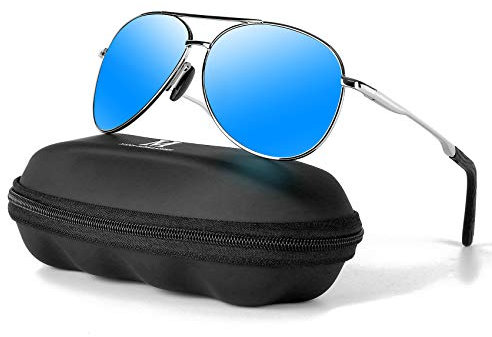 MXNXEU Sonnenbrille Herren Fahrerbrille Polarisiert Schwarz Polarisierte Herren Outdoor Vintage Unisex UV400 Fahren Stile Blau Silber