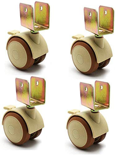 MU 4X Castors, Swivel Castors, Brake Castors, 2 inch U-Plywood Wheels, Furniture Casters, Crib Casters, No Noise for Furniture,22Mm