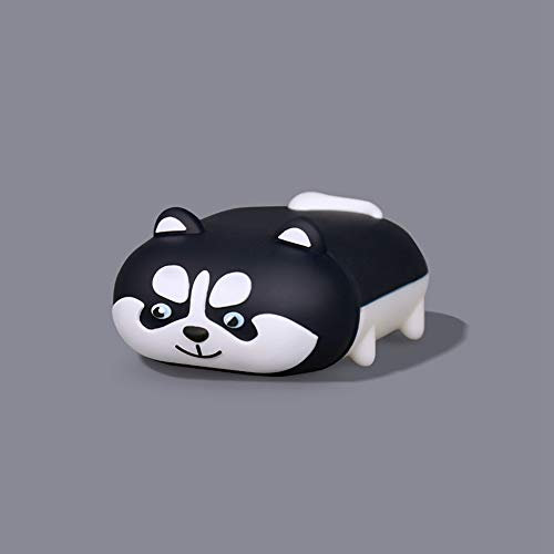 Kompatibel mit Airpods Fall, niedlichen Cartoon Charakter Silikon Air Pod lustige Abdeckung, Kawaii Spaß coole Schlüsselbund Design Haut, Mode Hüllen (AirPods 1/2, Husky)