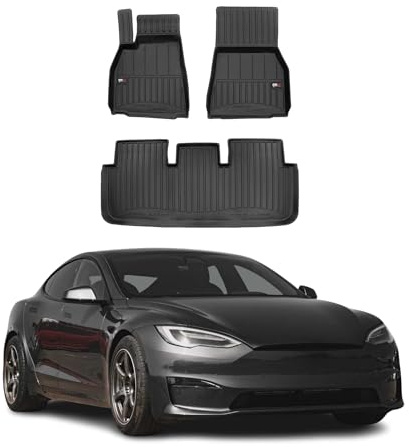 OMAC Fußmatten für Tesla Model S 2014-2020 TPE 3tlg | Premium, Automatten, Gummimatten, Allwetter, fahrzeugspezifisches Produkt, 3D-Passform, Antirutsch, wasserdicht
