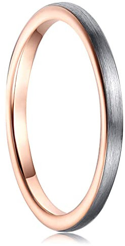 Cloyo 2mm Minimalist Tungsten Stacking Rings Unisex Silver Grey Wedding Ring Rose Gold Size T 1/2