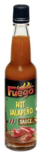 Fuego - Jalapeño Sauce HOT | Zum feurig-scharfen Verfeinern von Fleisch, Gemüse | Zum Würzen von Saucen und Dips | Vegan, ohne Geschmacksverstärker | 100 ml in der Glasflasche