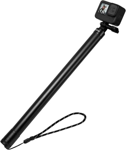 TELESIN 118/3 Meters Ultra Long Selfie Stick for GoPro Max Hero 10 9 8 7 6 5 4 3+, Insta 360 One R One X, DJI Osmo Action, Extendable at 6 Lengths Carbon Fiber Lightweight Pole Monopod