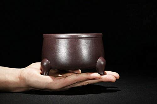 LOOPIG Runde chinesische Yixing Zisha Halbkaskade Shohin Bonsai-Topf, 11,5 x 11,5 x 7,7 cm