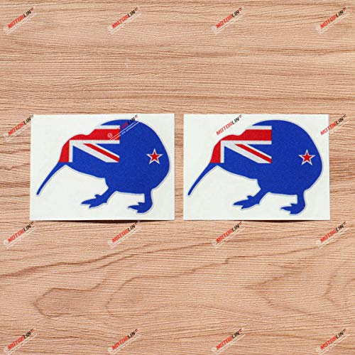 Kiwi Vogel Neuseeland Flagge Aufkleber Sticker Vinyl Zelanische Flagge - 2er Pack reflektierend, 7,6 cm - für Auto Boot Laptop