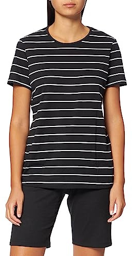 Schiesser Damen Schlafanzug Kurz Pyjamaset, Schwarz, 36