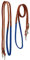 CHALLENGER Horse Western 805LR11RB Zügel, 2,4 m, Hellbraun, Leder, Gummigriff, Blau