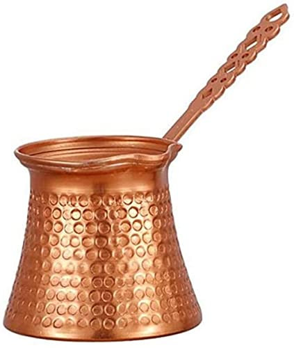 YRHH Hand Hammered Copper Mug Turkish Coffee Maker Copper Teapot with Long Handle Milk Jug 330ML Coffee Press Pot Metal Boiling Cup