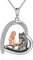 YAFEINI Pferd Halskette Mädchen Anhänger Pferd Kette 925 Sterling Silber Schmuck Geschenk für Damen Freund (Mädchen mit schwarzem Pferd)