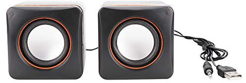 ciciglow Computer Speakers, 1.5Wx2 USB / DC5V Stereo Speaker Mini Cube Speaker Computer 3.5mm Jack Wired Speaker For Desktop Laptop PC Computer Speakers(Two-channel)