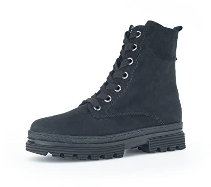 Gabor Damen Combat Boots, Frauen Stiefeletten,Wechselfußbett,Moderate Mehrweite (G),Lammfell,Booties,halbstiefel,schwarz,39 EU / 6 UK