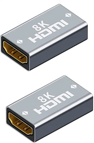 SHANFEILU Accoppiatore HDMI femmina a femmina 8K HDMI cavo di prolunga connettore 3D HDR in lega di alluminio per HDTV, PC, monitor, proiettore, laptop, confezione da 2