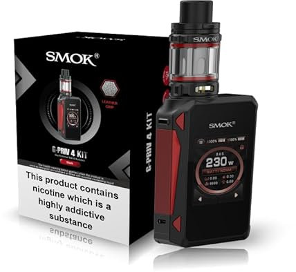 SMOK G-PRIV 4 Vaping Kit, 230W Maximum Power, TFV18 Mini Tank, Power and Performance in a Compact Design, 2mL, E Cigarette, E Cig, Battery Not Included, SMOK Vaping, No Nicotine (Black Leather)