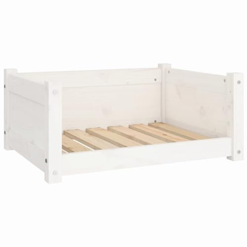 vidaXL Hundebett Weiß 65,5x50,5x28cm Massivholz Kiefer Hundekorb Hundesofa