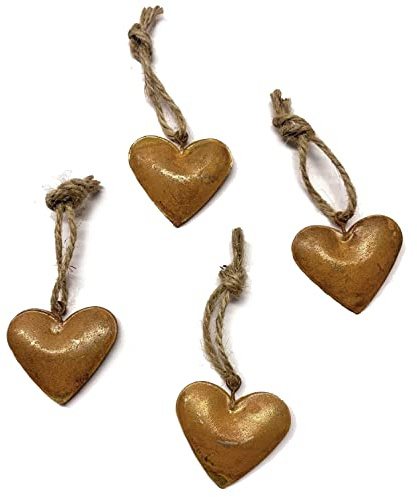 Metall Herz mit Kordel, Herzhänger, Set 4X, ca. 3,5 cm. Rostdeko, Rost. rostig, Herzdekoration, Valentinstag, Rostherz,