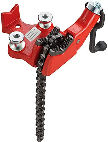 VEVOR Schraub-Kettenschraubstock für Rohre von 1/8 bis 5 Zoll, robuster Ketten-Rohrschraubstock mit Kurbelgriff, neoprenbeschichteter Backe, Gusseisenmaterial, ideal für eine Vielzahl von Rohren