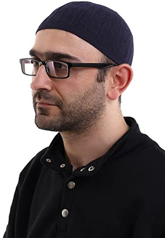 ihvan online Türkische muslimische Winter-Kufi-Hüte für Männer, Taqiya, Takke, Peci, islamische Mützen, islamische Geschenke, Standardgröße, Blau, Einheitsgröße