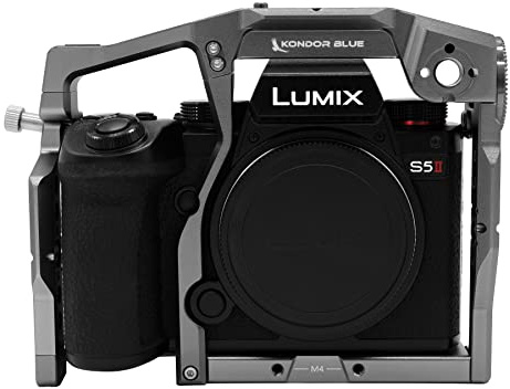KONDOR BLUE | Cage Only for Panasonic LUMIX S5II/X | Built-in NATO Rails, HDMI/USB C Cable Clamp, & Built-in Tools for Professional worflows | Space Gray