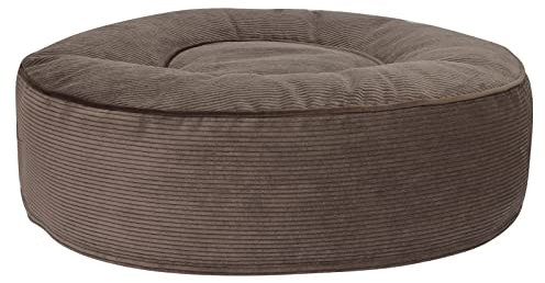 Mr. Cuddles Hundekissen Lilly | Rundes Hundebett mit Kord-Bezug | Waschbares Tierkissen Cord | Größe M 80cm | Flauschiges Donutkissen Taupe