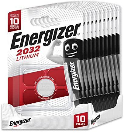 Energizer - Pack de 10 Pilas Especiales 2032 una Pila para una Necesidad, sin Mercurio añadido y Potencia para Dispositivos pequeños
