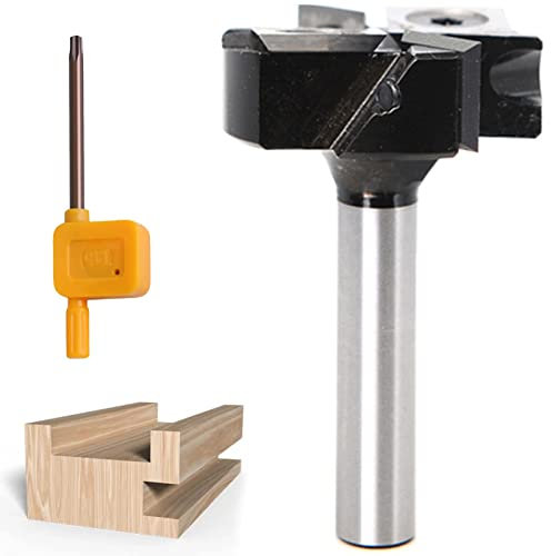 2+2 Flöten Planfräser Holz Für Oberfräse 38.1 Mm Schnittdurchmesser, Hobelfräser CNC Fräser, 4 Hartmetallmesser Wendeplatten, Spoilboard Fräser Abflachfräser Oberflächenbit,6mm Shank