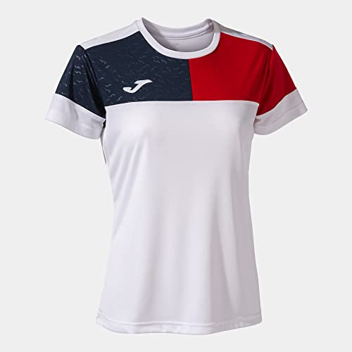 Joma Kurzarmshirt Frau Crew V Weiss rot Marineblau