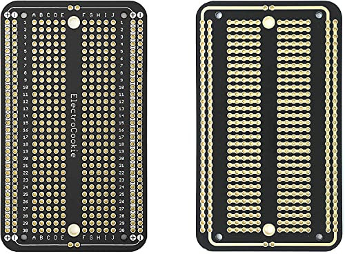 ELECTROCOOKIE PCB Prototype Board Solderable Breadboard for DIY Electronics, Compatible for Mini Arduino Soldering Projects, Gold-Plated (30 Pack, Black)