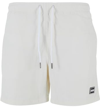 Urban Classics Herren Block Swim Shorts – Badeshorts mit Kordelzug & Taschen, schnelltrocknend, ideal für Strand, Pool & Urlaub,Whitesand,XL