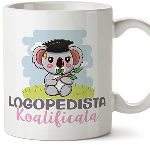 MUGFFINS Tazas para LOGOPEDA mujer - En Italiano - Koalificato/Koalificata - 11 oz / 330 ml - Regalo original y divertido