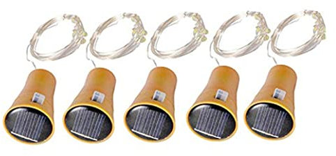 5pcs Solar Bottle Cork Fairy Lights Wine Bottle Torch Kit Cork Lights for Wine Bottles Bottle Light Night Lights for Christmas DIY Party Wedding Decorations (Warm White)