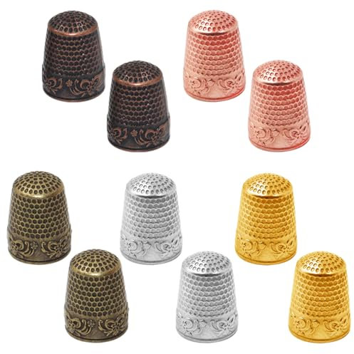 10 Stück Fingerhut, Sonku Einstellbare Fingerhut Nähen,Metall-Fingerhüte für Handnähen, Sewing Thimble Ring Fingerhut zum NähenFingerschutz für Stricken, Handarbeiten