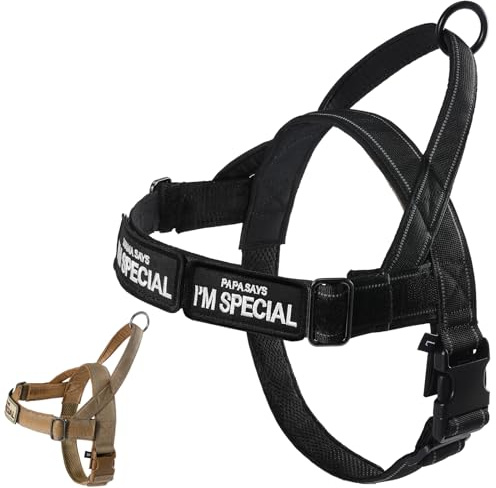 Hundegeschirr Verstellbar für Kleine Mittlere Große Hunde, Reflektierend Ausbruchsicher Ohne Zug, Hundegeschirr Jagd Training Outdoor Schwarz XL (Black-L)